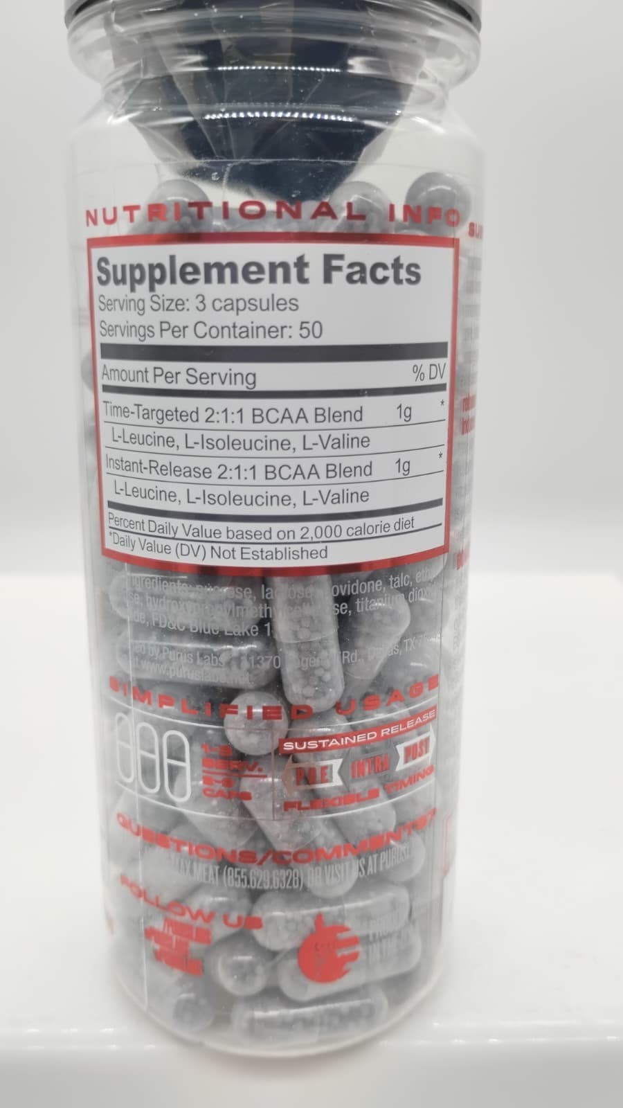Purus Labs BCAA XR – Time-Release for Extended Endurance & Performance – 150 Cap