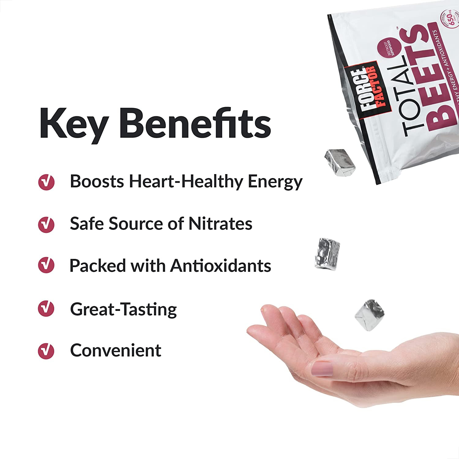 Total Beets Soft Chews with Beetroot, Nitrates, L-Citrulline, Grapeseed Extract,
