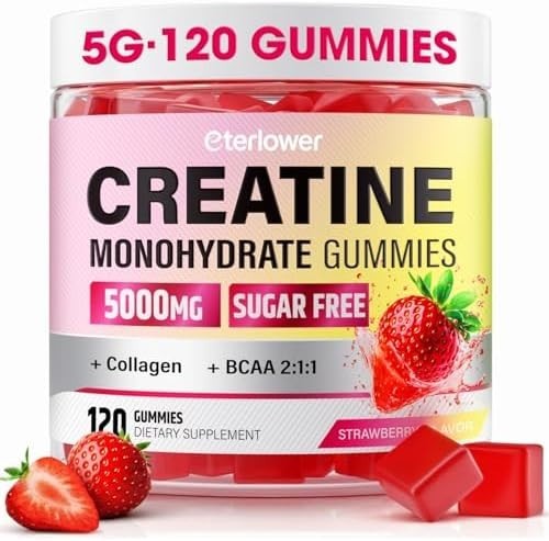 Creatine Gummies, Creatine Monohydrate Gummies for Men & Women with Collagen, BC