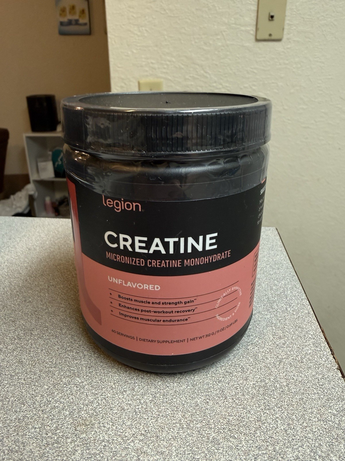LEGION Micronized Creatine Monohydrate Powder – 60 Servings, Unflavored
