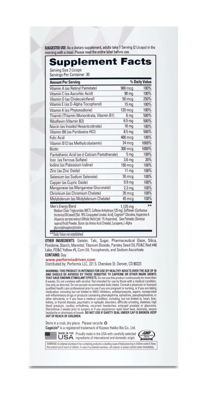PERFORMIX Men’s 8HR Time-Release Multi powered by SST (60 Capsules)