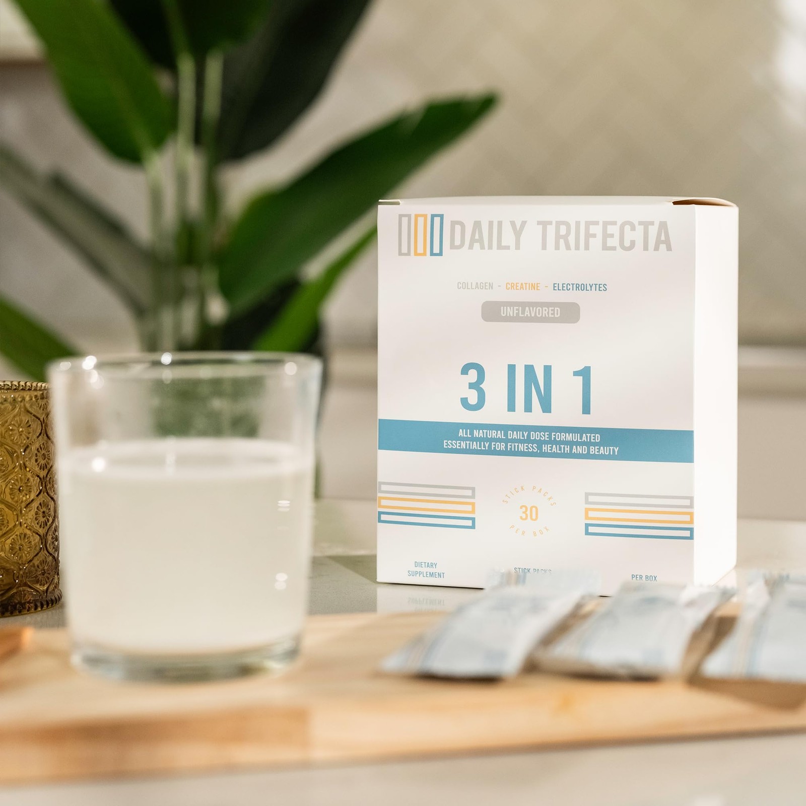 DAILY TRIFECTA 3-in-1 Collagen, Creatine Electrolyte Stick Packs | Type I Co…