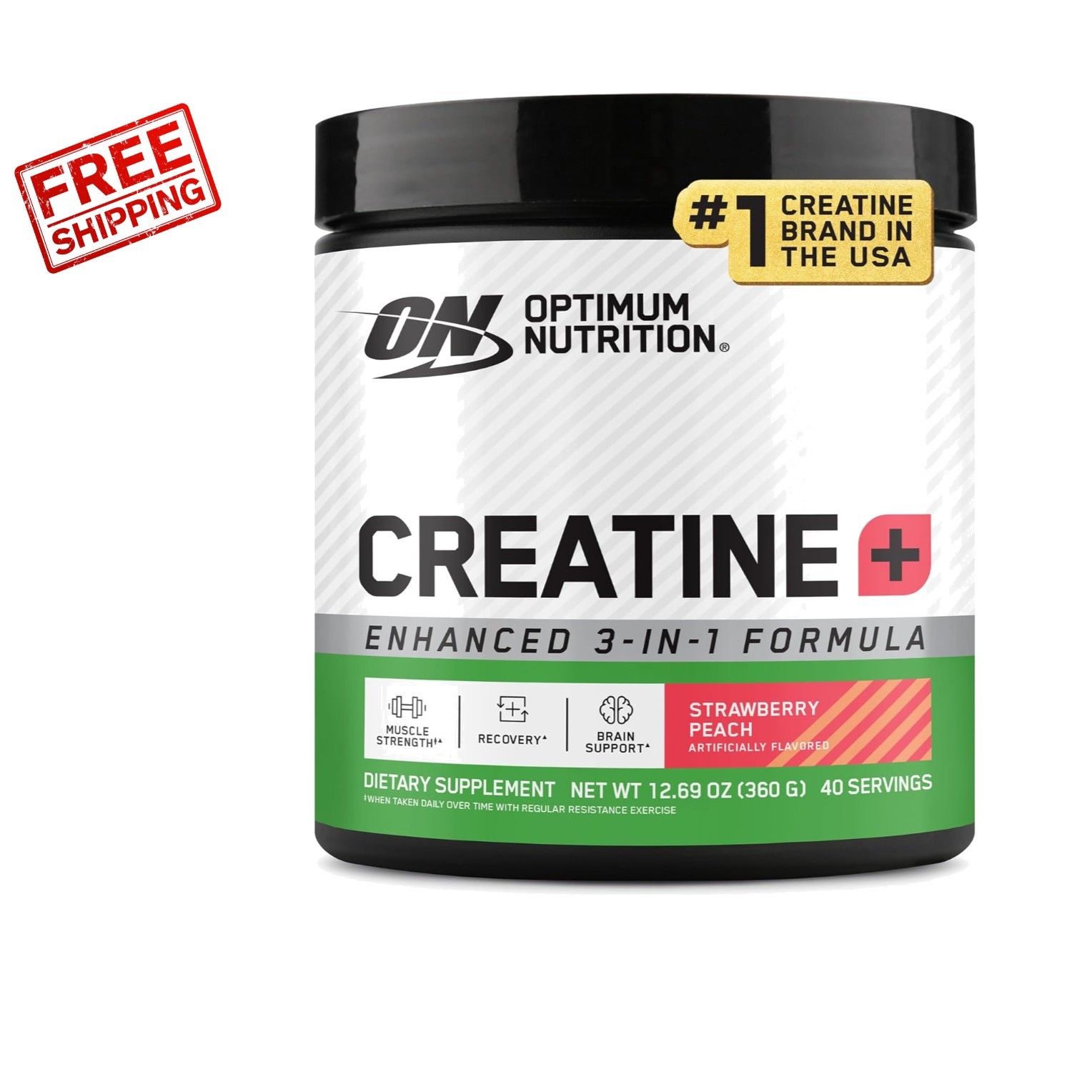Creatine Monohydrate Plus Powder – Strawberry Peach Flavor, 360g Hydration Blend