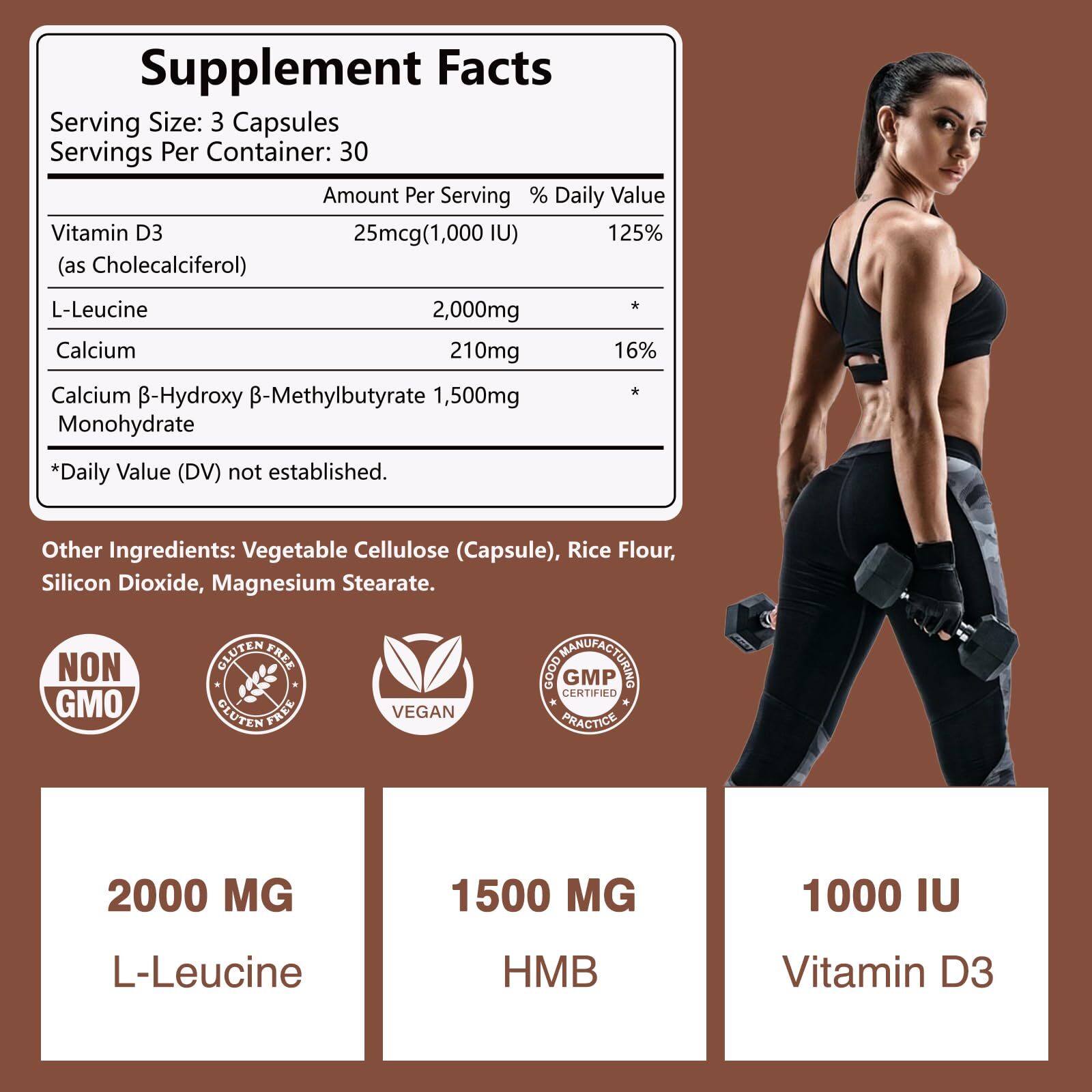 HFELIZ HMB and Leucine Supplement 3500mg L-Leucine HMB with Vitamin D3 Amino …
