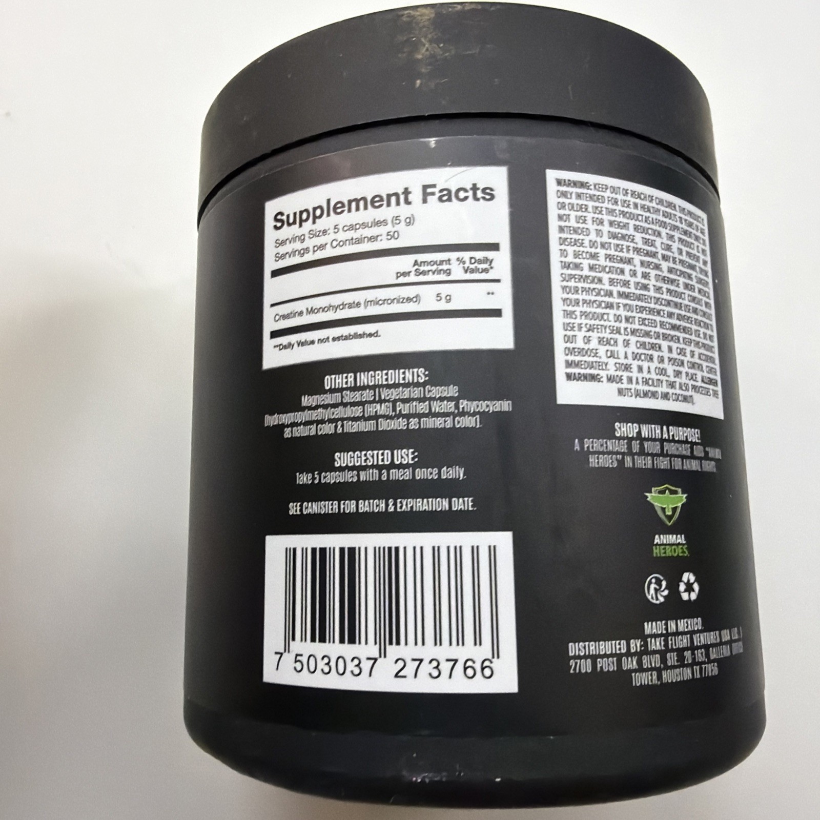 BIRDMAN Micronized Creatine Monohydrate 250 Capsules Exp 6/27