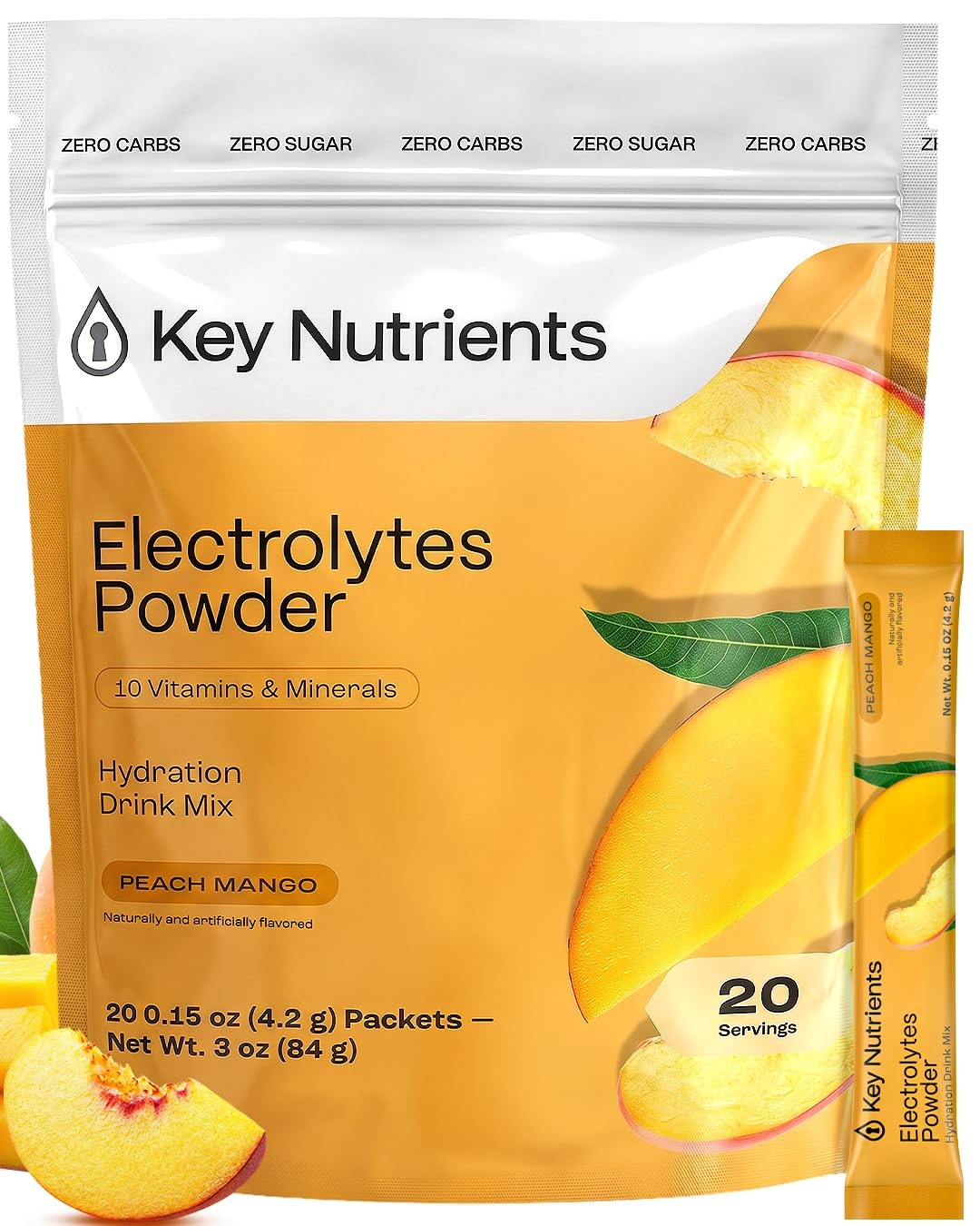 KEY NUTRIENTS Selenium Electrolytes Powder Packets – Multivitamin Peach Mango…