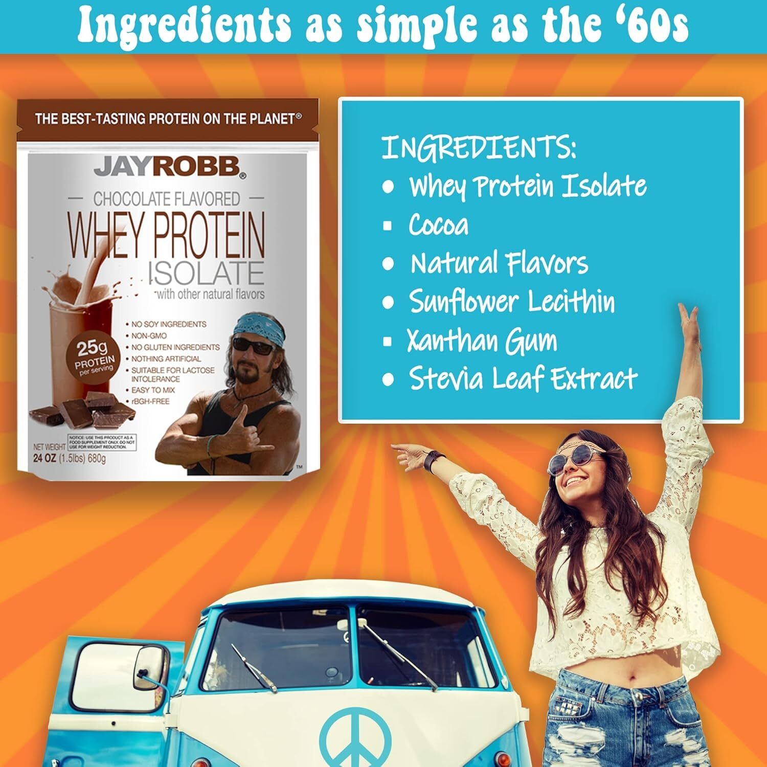Jay Robb Whey Chocolate Isolate Protein Powder Low Carb Keto Vegetarian Glute…