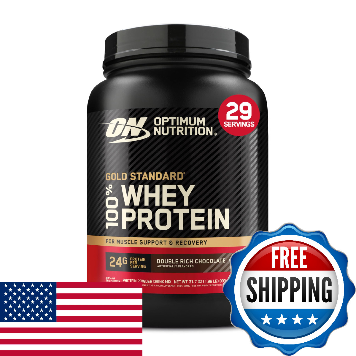 Optimum Nutrition Gold Standard 100% Whey Protein Powder, Double Rich Chocolate