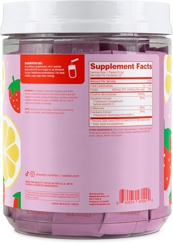 Creatine for Women – Strawberry Lemonade 30 Stick Packs, 3g Creatine Monohydrate