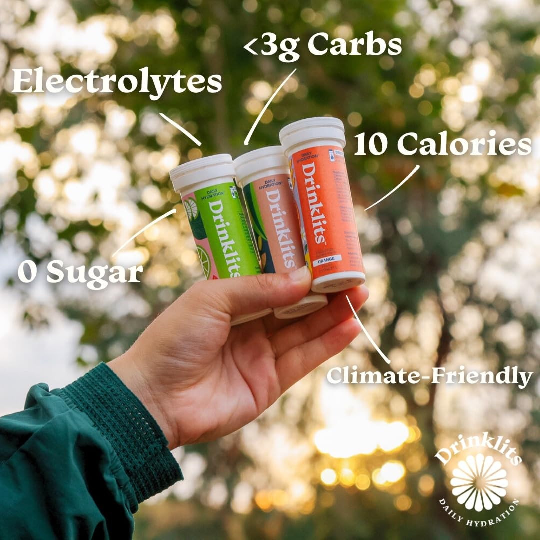 Drinklits Ginger Lime Electrolyte Sports Drink Fizzy Hydration Tablets 8 Tube