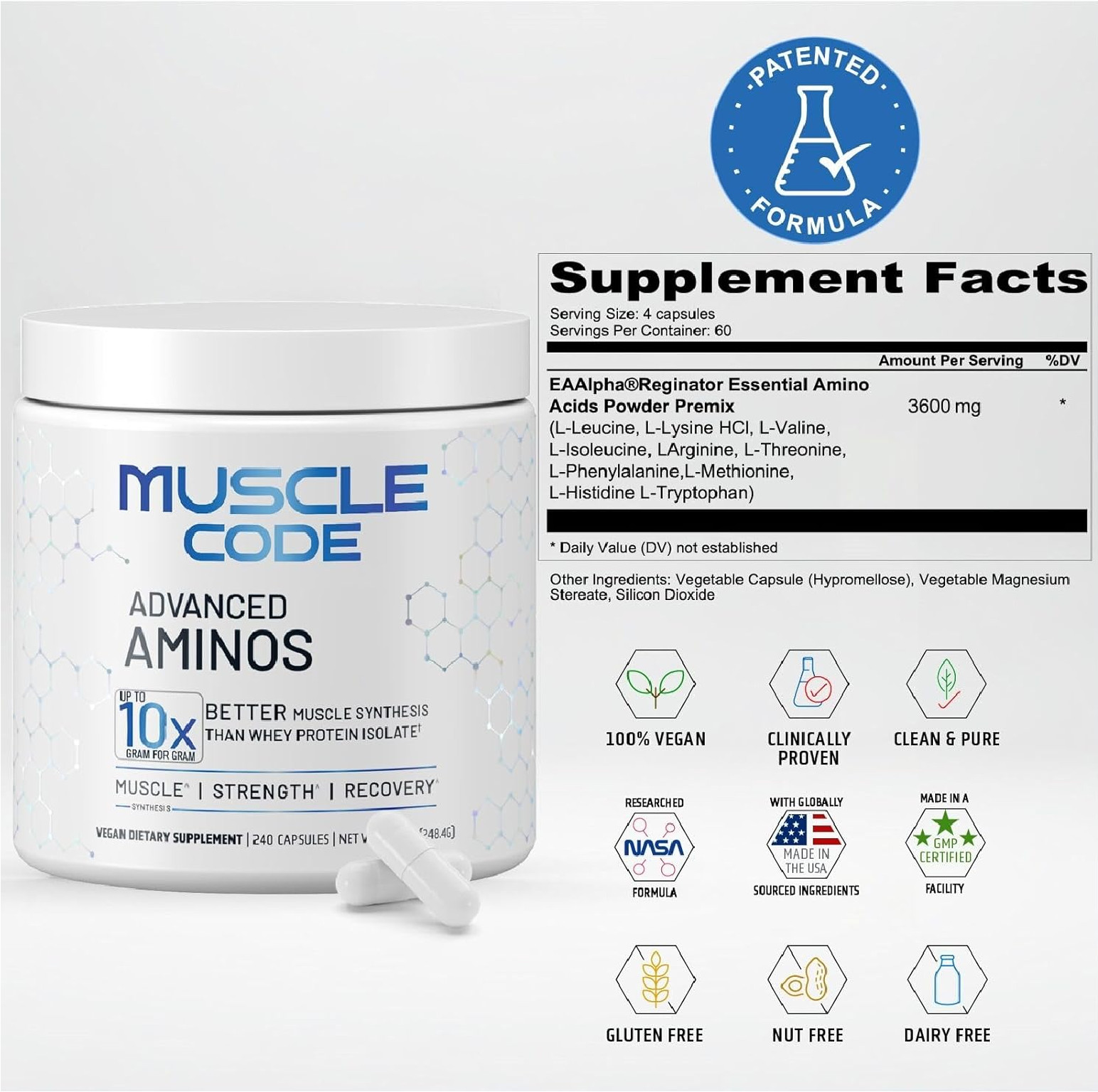 NAUTILUS Muscle Code Essential Amino Acid Capsules – Muscle Synthesis & Repair &