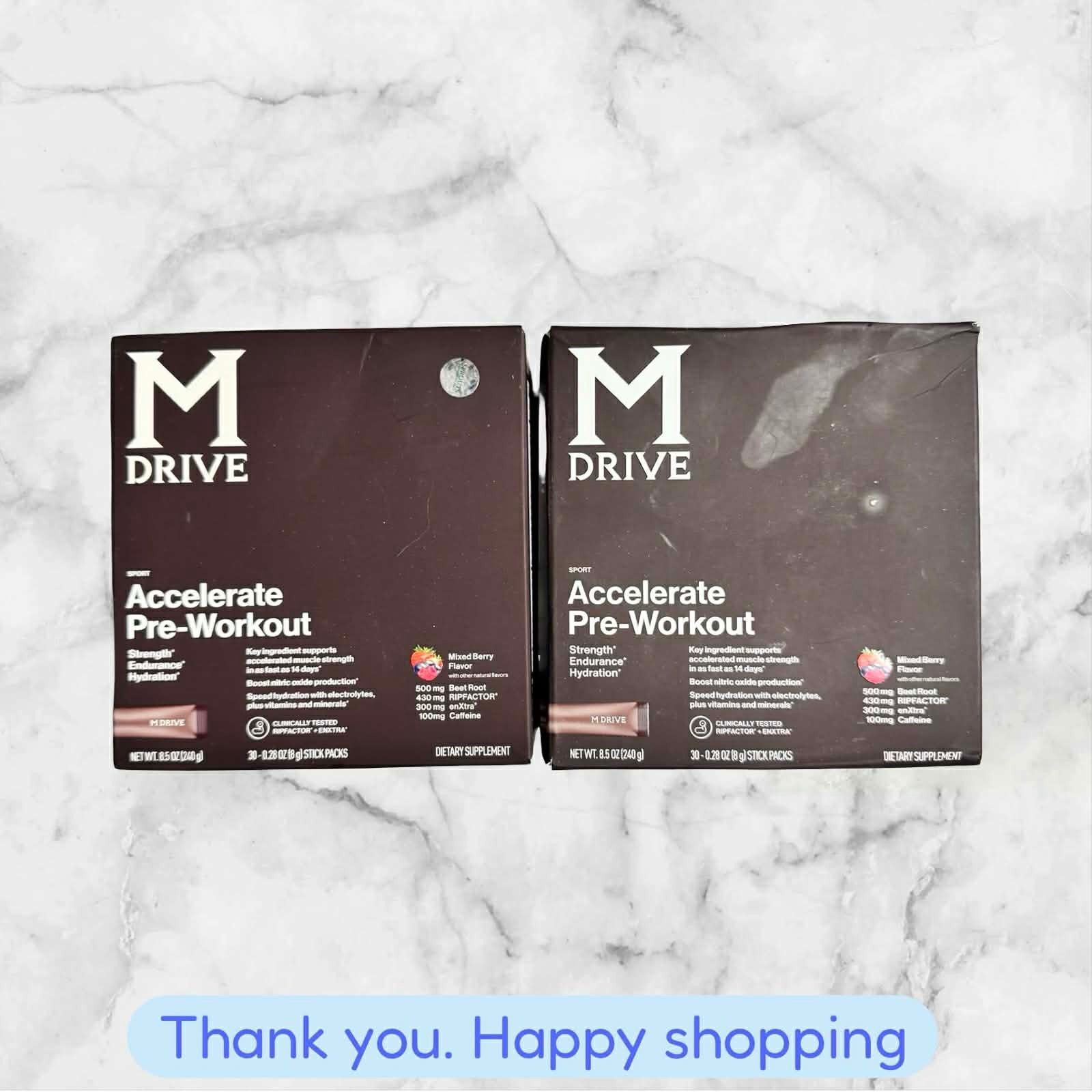 FOR 2 M Drive Accelerate Pre Workout Berry 30 Packs Strength Endurance Hydration