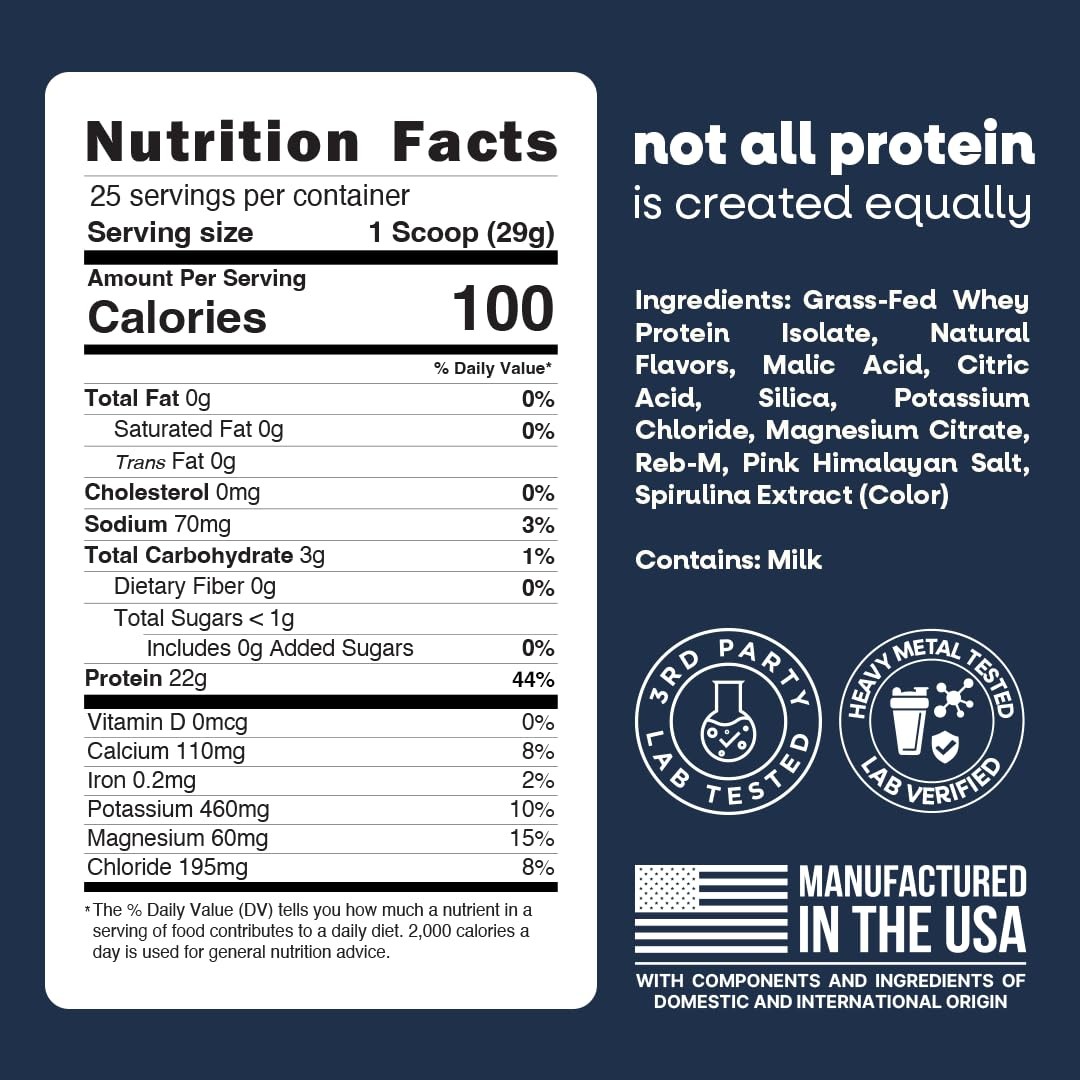 Jive Clear Protein Powder 22g GrassFed Whey Isolate, 25 Servings Blue Raspb…