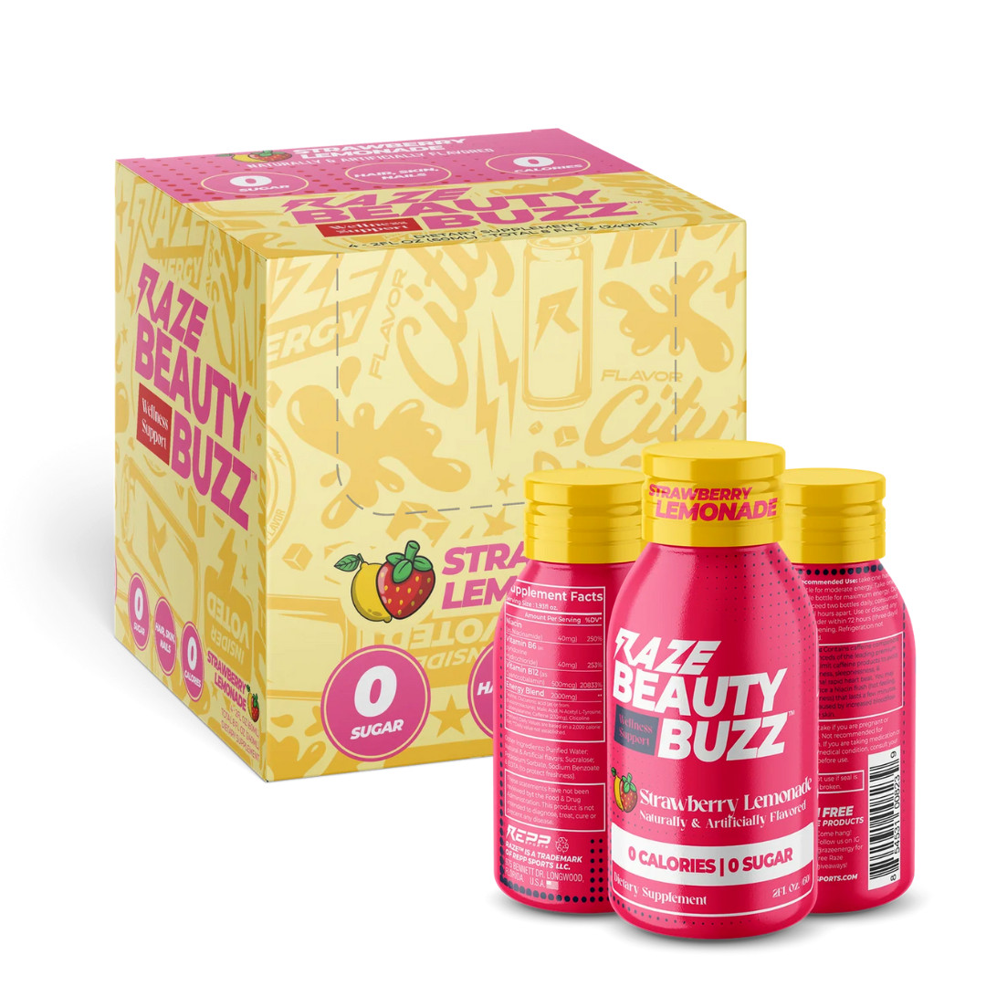 RAZE ENERGY SHOT Beauty BUZZ for wellness support box of 4 – 2 oz bottles