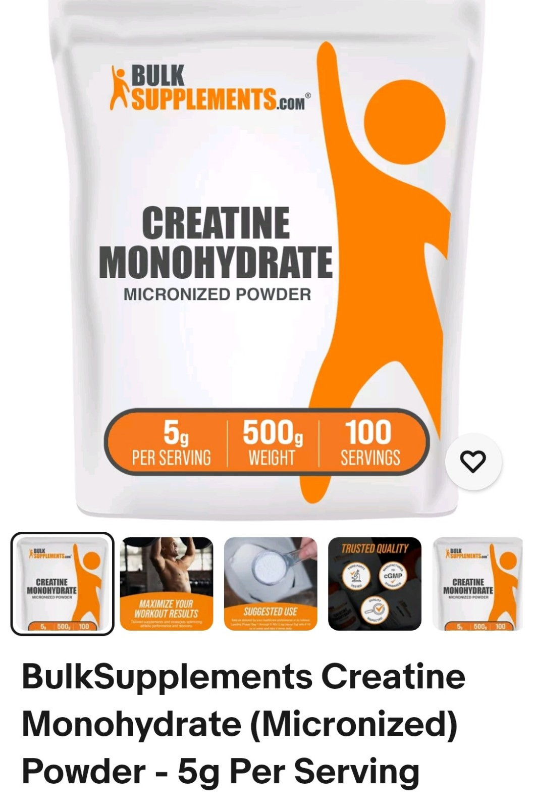 10 Pac) BulkSupplements CM-1KG Pure Micronized Creatine Monohydrate Powder – 1kg