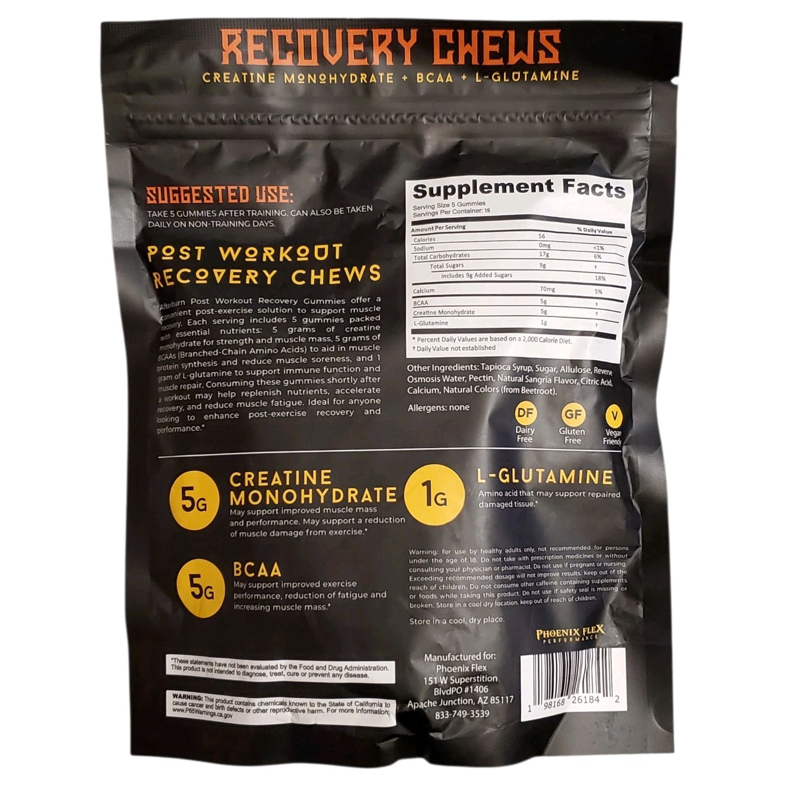 Afterburn Post Workout Recovery Chews Creatine BCAA Monohydrate Dragon Fruit
