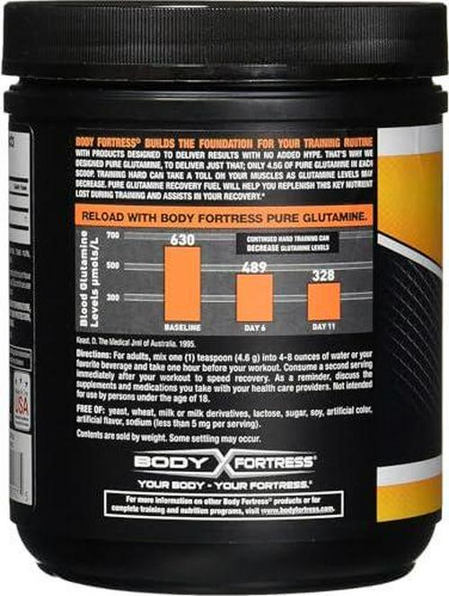 Body Fortress 100% Pure Glutamine Powder, 300g Jar (1ct), Nutrient Replenishment