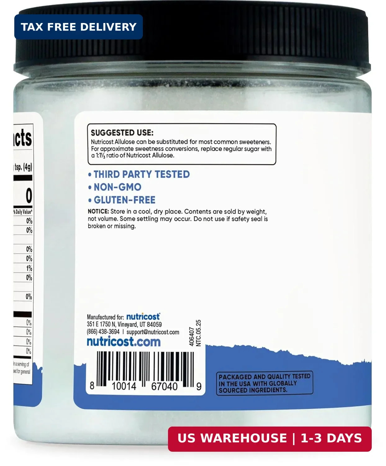 Nutricost Allulose Sweetener (1 LB) – KETO Sugar, 0 Calorie, Low Carb, Natural S