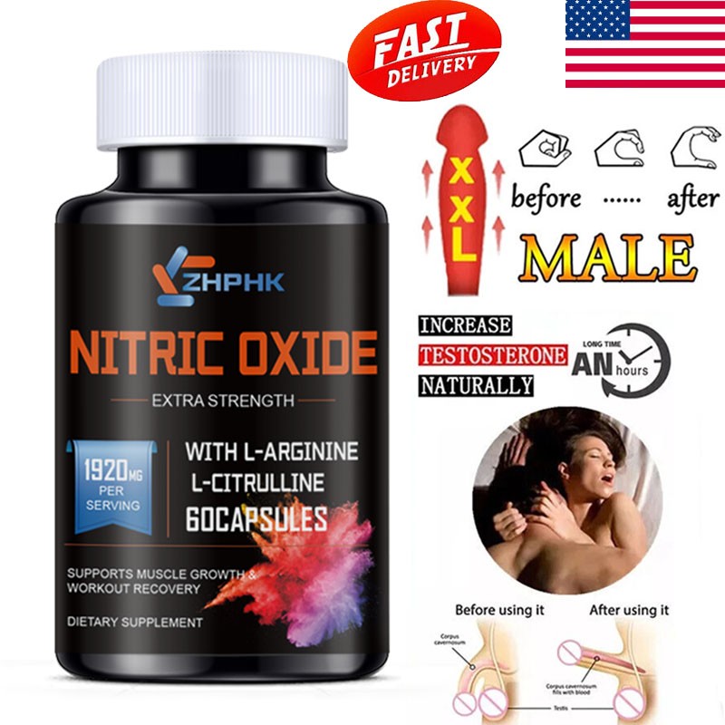 60 Nitric Oxide Booster Supplement w/ L-Arginine Premium Workout Muscle Capsule