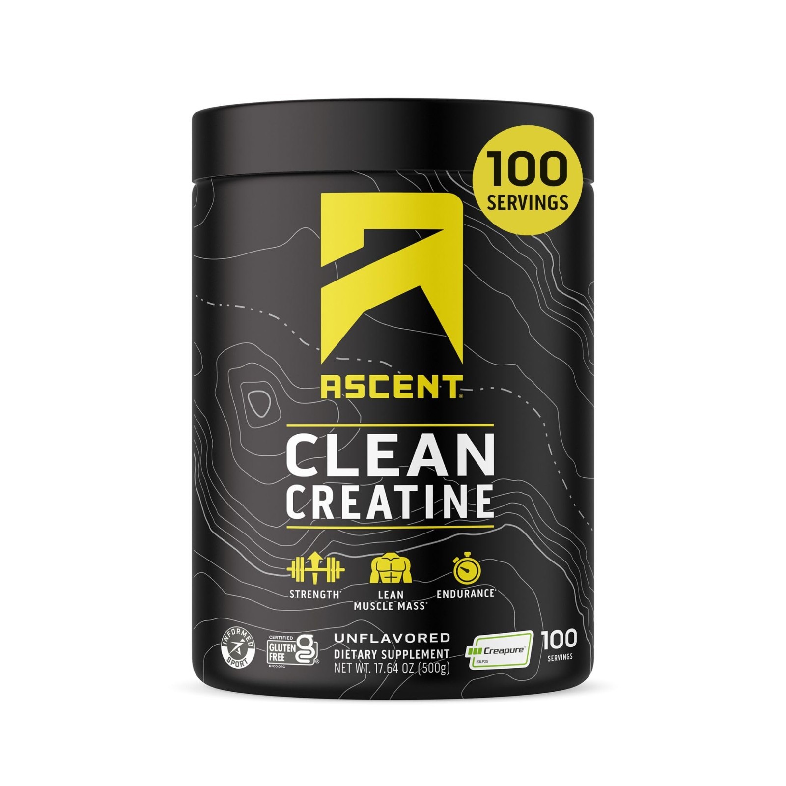 Pure Creatine Monohydrate Powder, Unflavored, 100 Servings, Muscle Growth, Energ