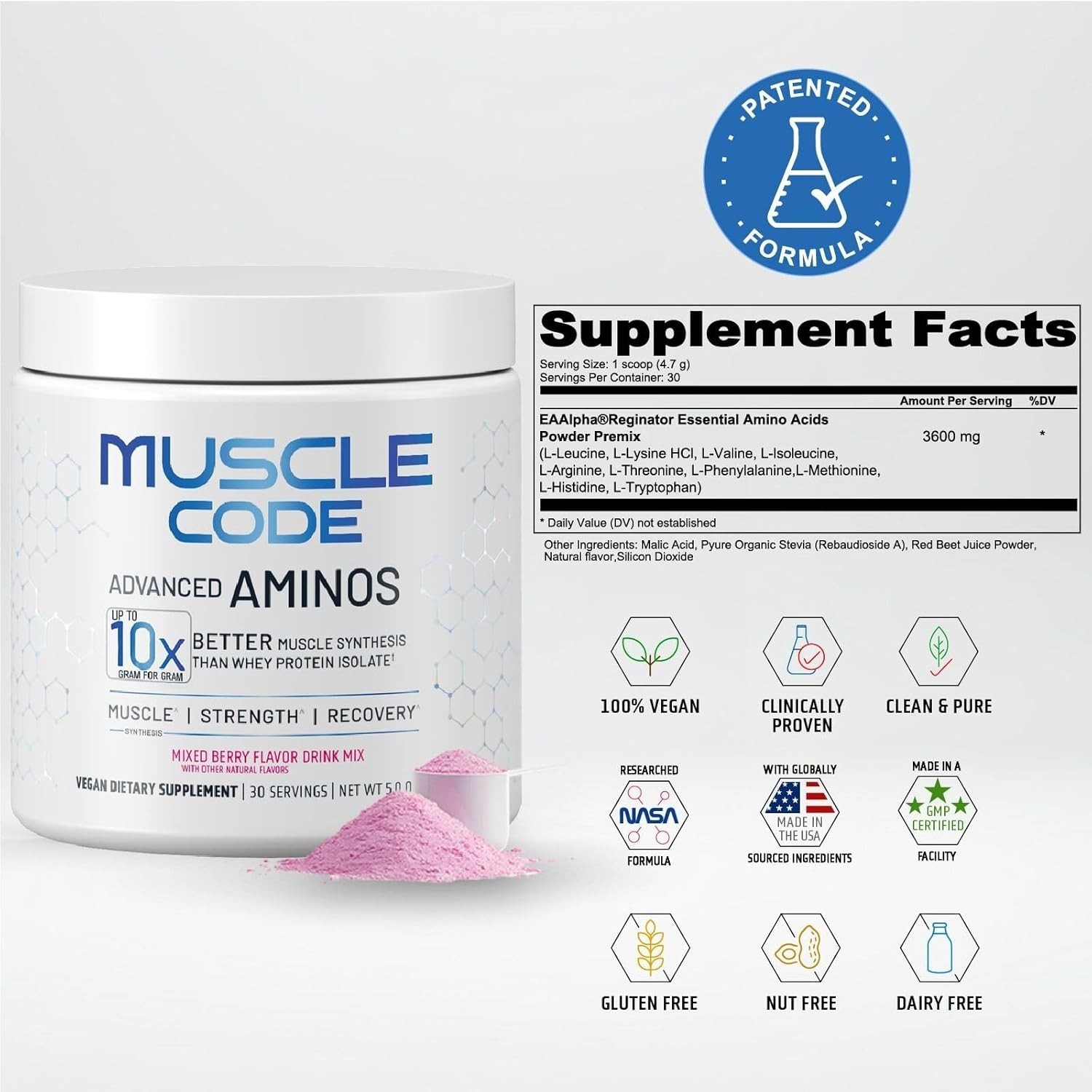 NAUTILUS Muscle Code Essential Amino Acid Powder Muscle Synthesis & Repair & Str