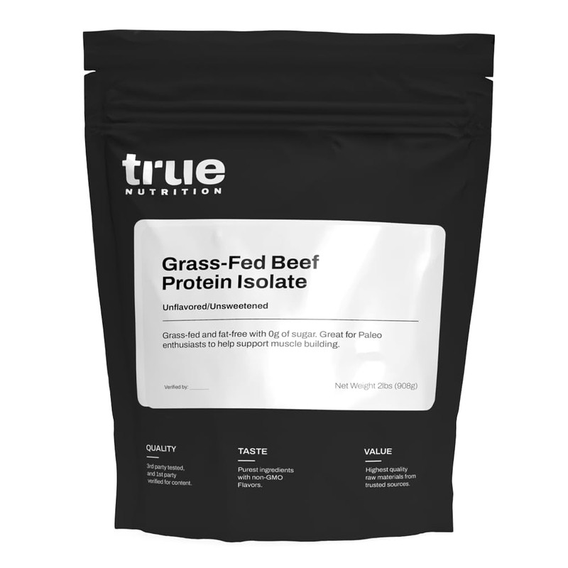 True Nutrition Grass Fed Beef Protein Isolate Powder – 31G Protein Per Serving