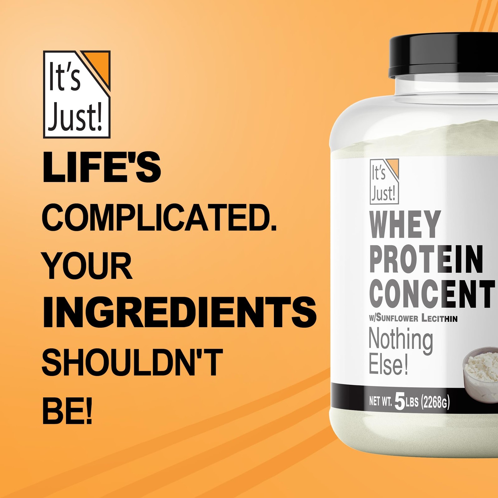 It’s Just 100% Whey Protein Concentrate, Made in USA, Premium WPC80, No Adde…