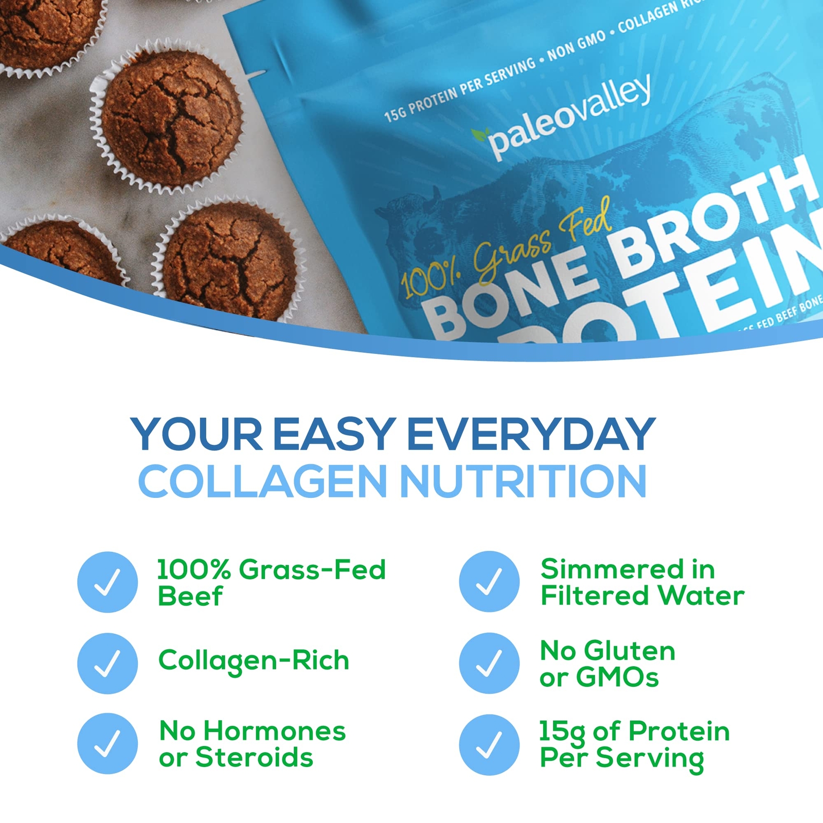 Paleovalley 100% Grass Fed Beef Bone Broth Protein Powder – Rich in Collagen …