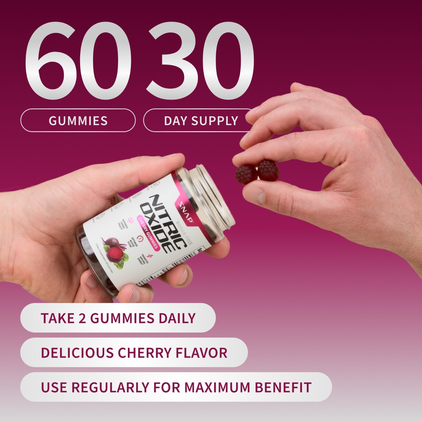 Sugar Free Nitric Oxide Beet Root Gummy Cherry – Heart Health, Blood Circulation