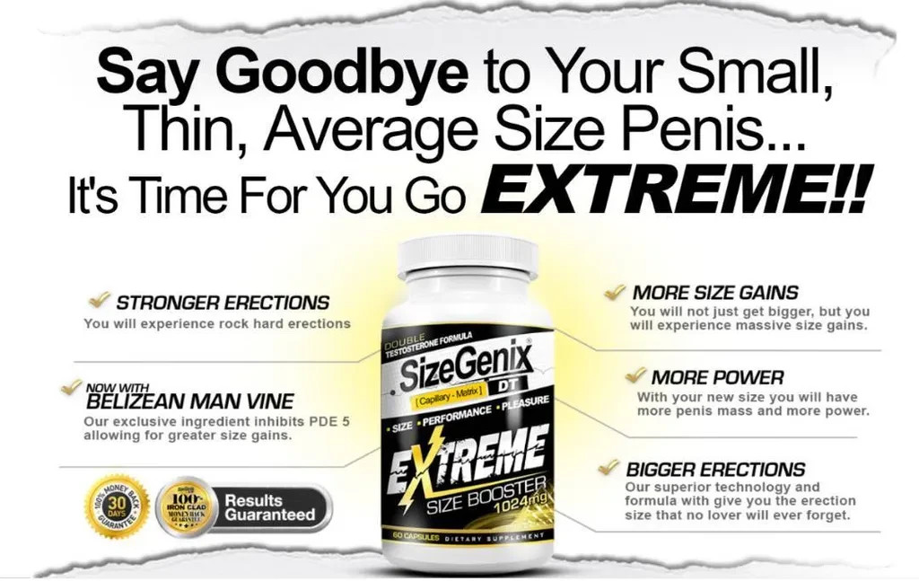 SizeGenix 60 Tabs Mens Health Supplement For Enlargement Size Free Shipping