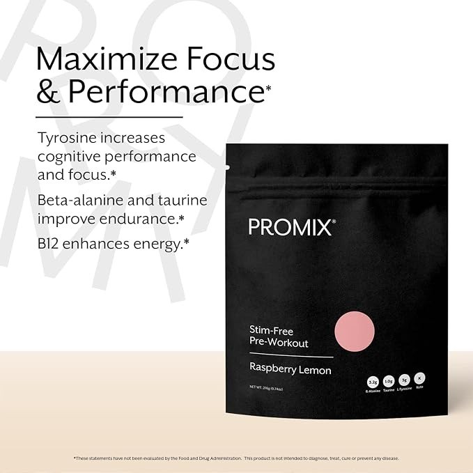PROMIX Stim-Free Pre-Workout Raspberry Lemon Powder 10.05 oz (285g)