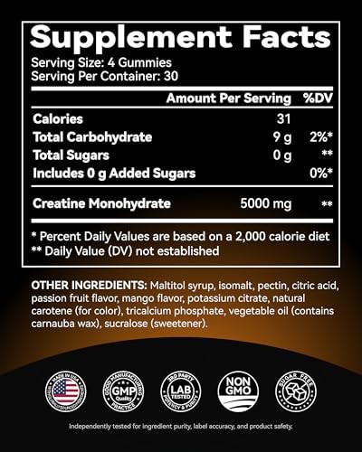 Creatine Monohydrate Gummies 5000mg 120ct Muscle Growth Energy