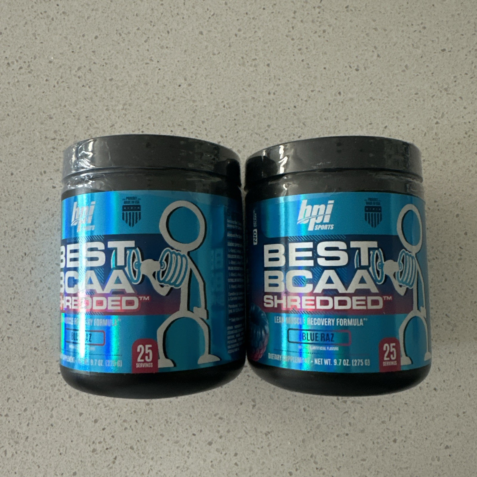 2 X BPI Sports Best BCAA Shredded 25 Servings Blue Raz 2 Containers BB 08/27