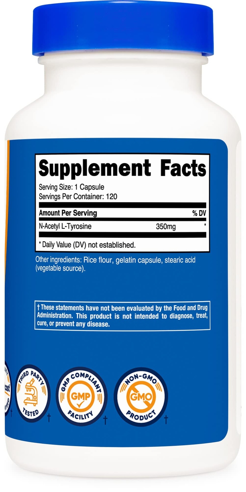 Nutricost N-Acetyl L-Tyrosine (NALT) 350mg, 120 Capsules – Gluten Free, Non-GMO
