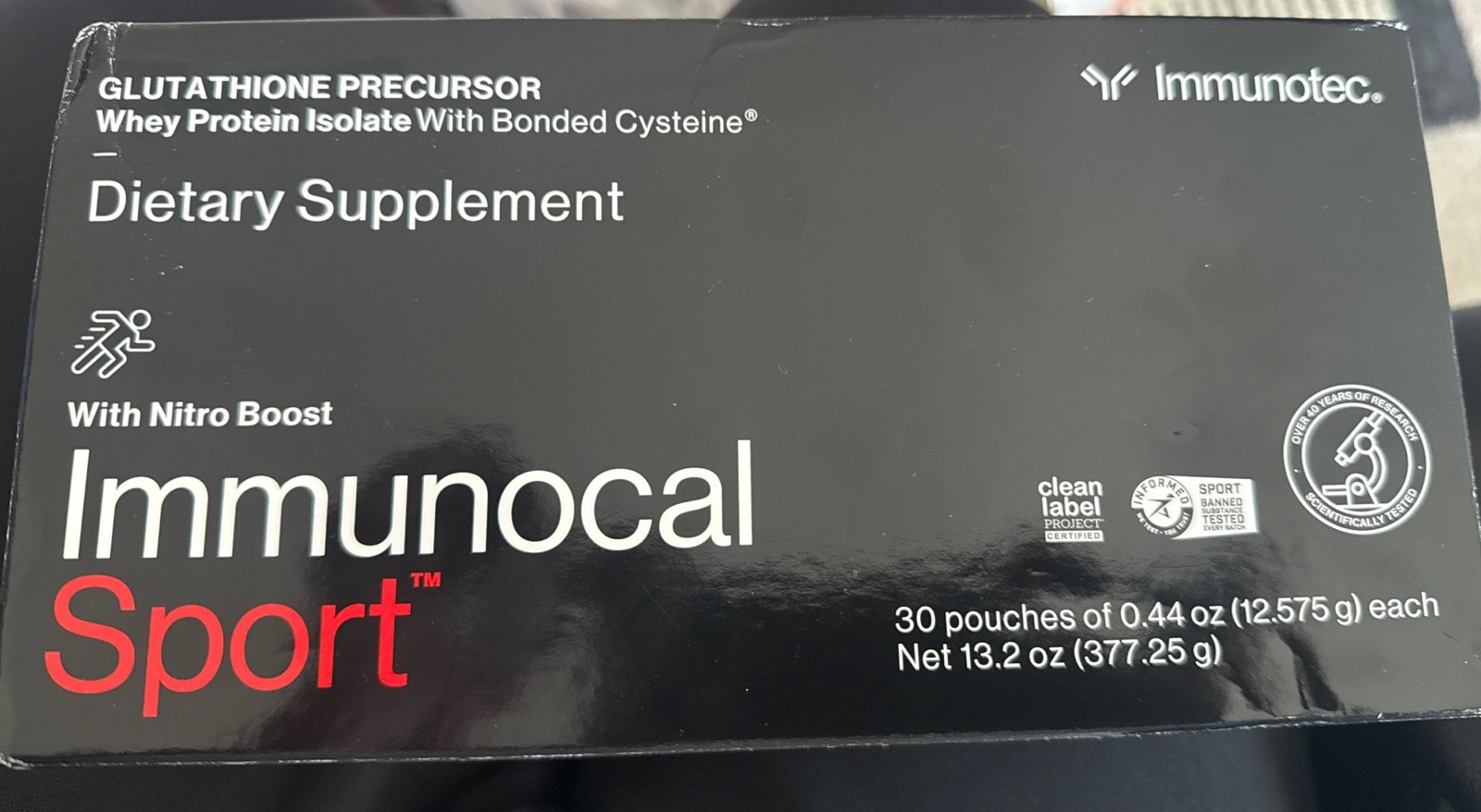 1 Immunocal Sport : black NEW BOXES – 30 Pouches Exp 2028 with creatina