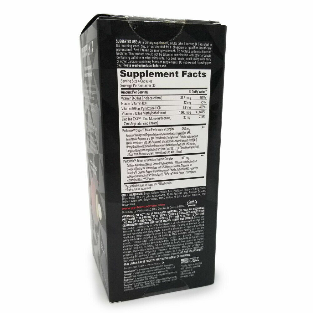 PERFORMIX SUPER MALE T v2X 120 Liquid caps Thermogenic Testosterone Boost Energy