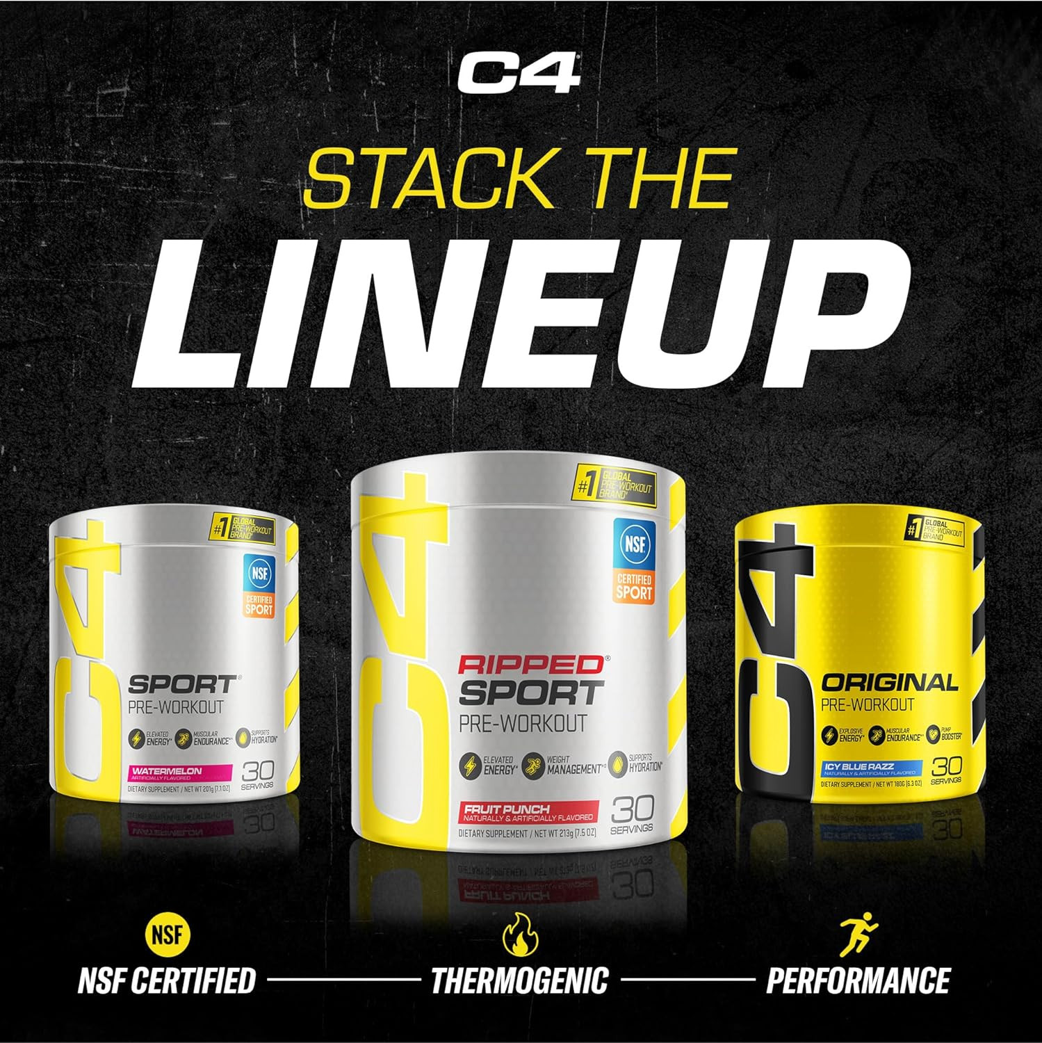 C4 Ripped Sport Pre Workout Powder Fat Burner – NSF Certified for Sport + Sug…