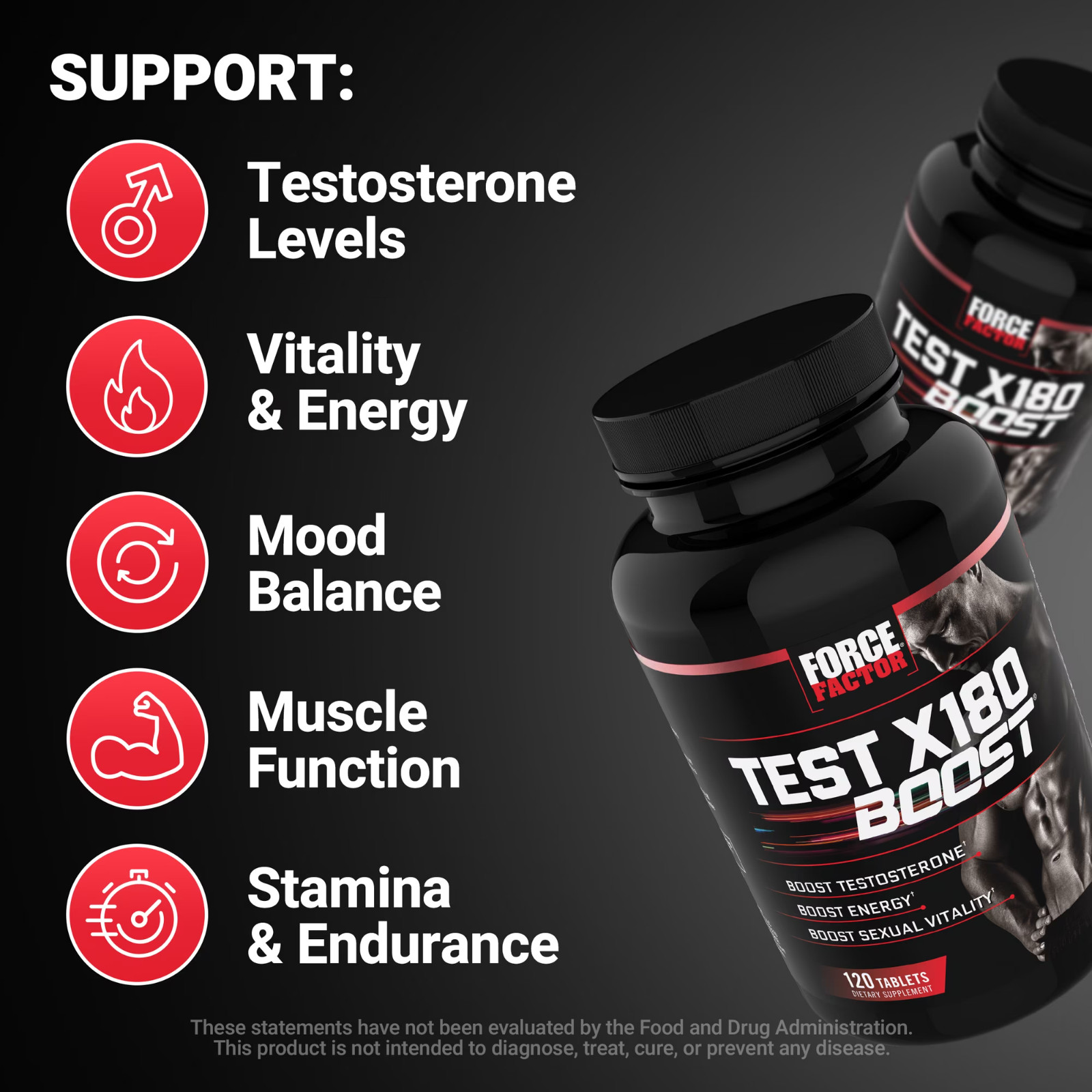 Force Factor Test X180 Boost, Testosterone Booster for Men, Testosteron Pills..