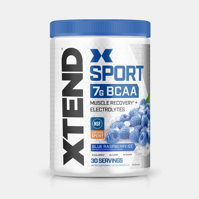 XTEND Sport BCAA Powder Blue 12.2 Ounce (Pack of 1), Raspberry Ice