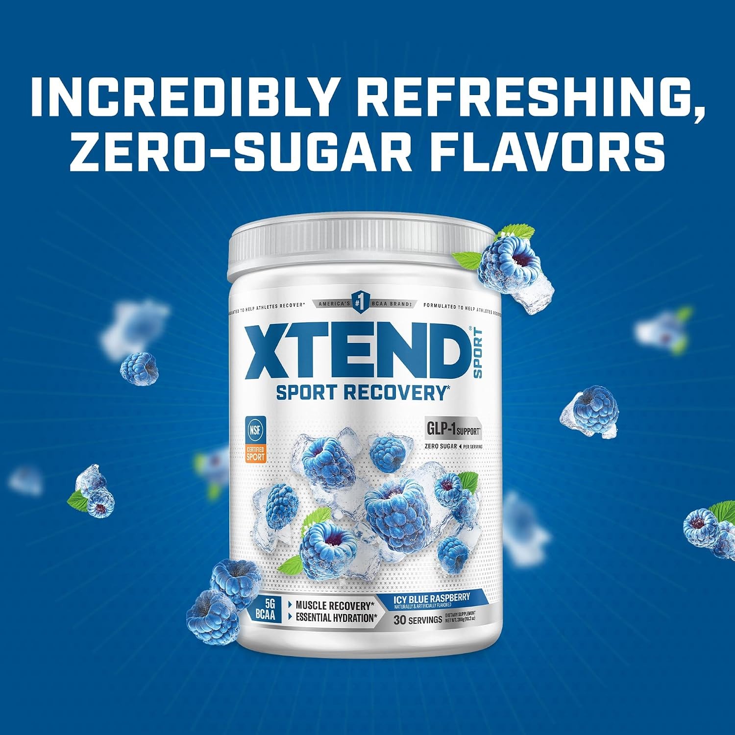 BCAA Electrolyte Powder Recovery Supplement Blue Raspberry Ice Sports Flavor