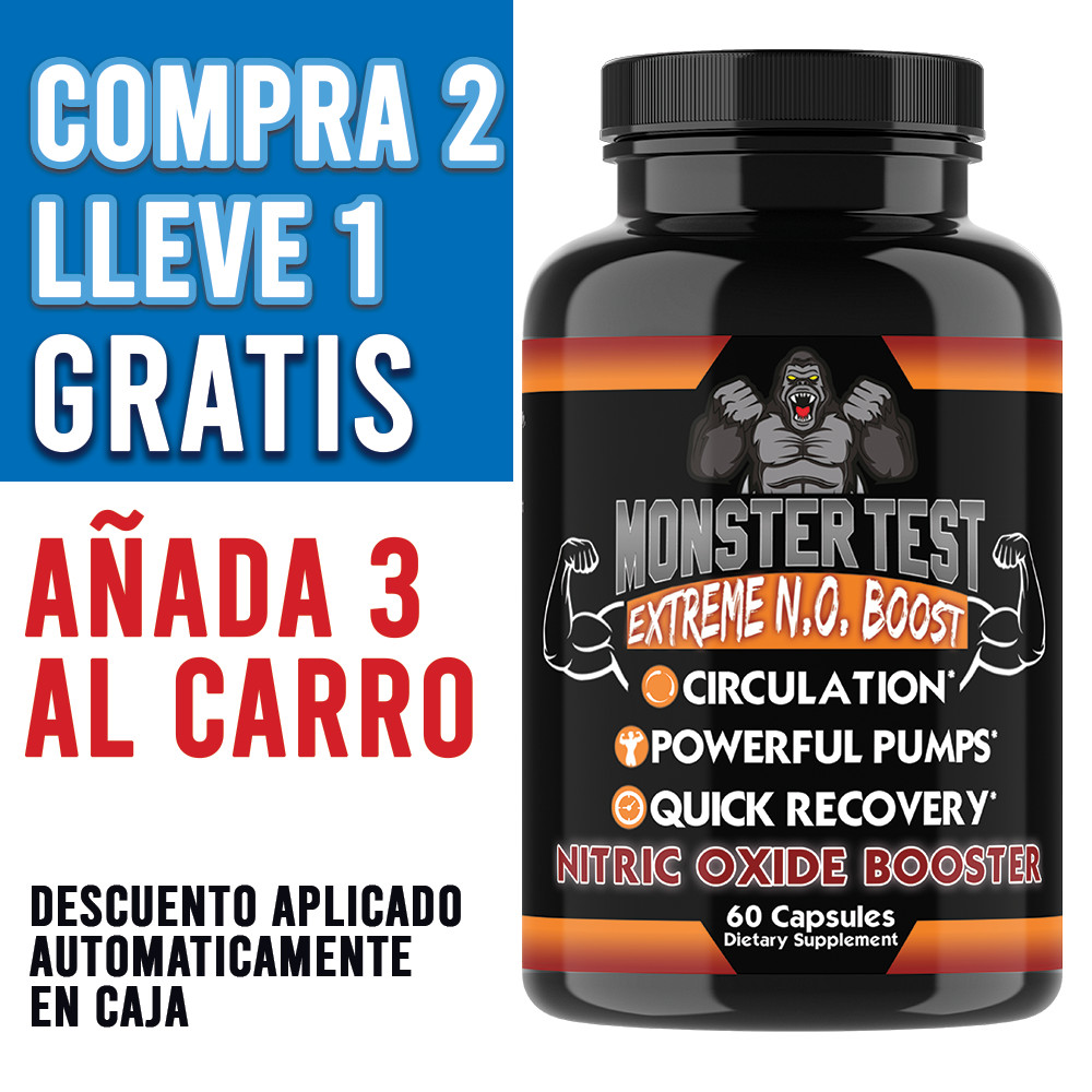 Monster Test Nitric Oxide Pre Workout Booster, Recuperacion, Energia y fuerza