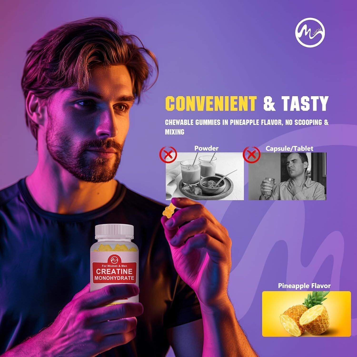2*90pcs Creatine Monohydrate Gummies for Men & Women,Support Muscle Health
