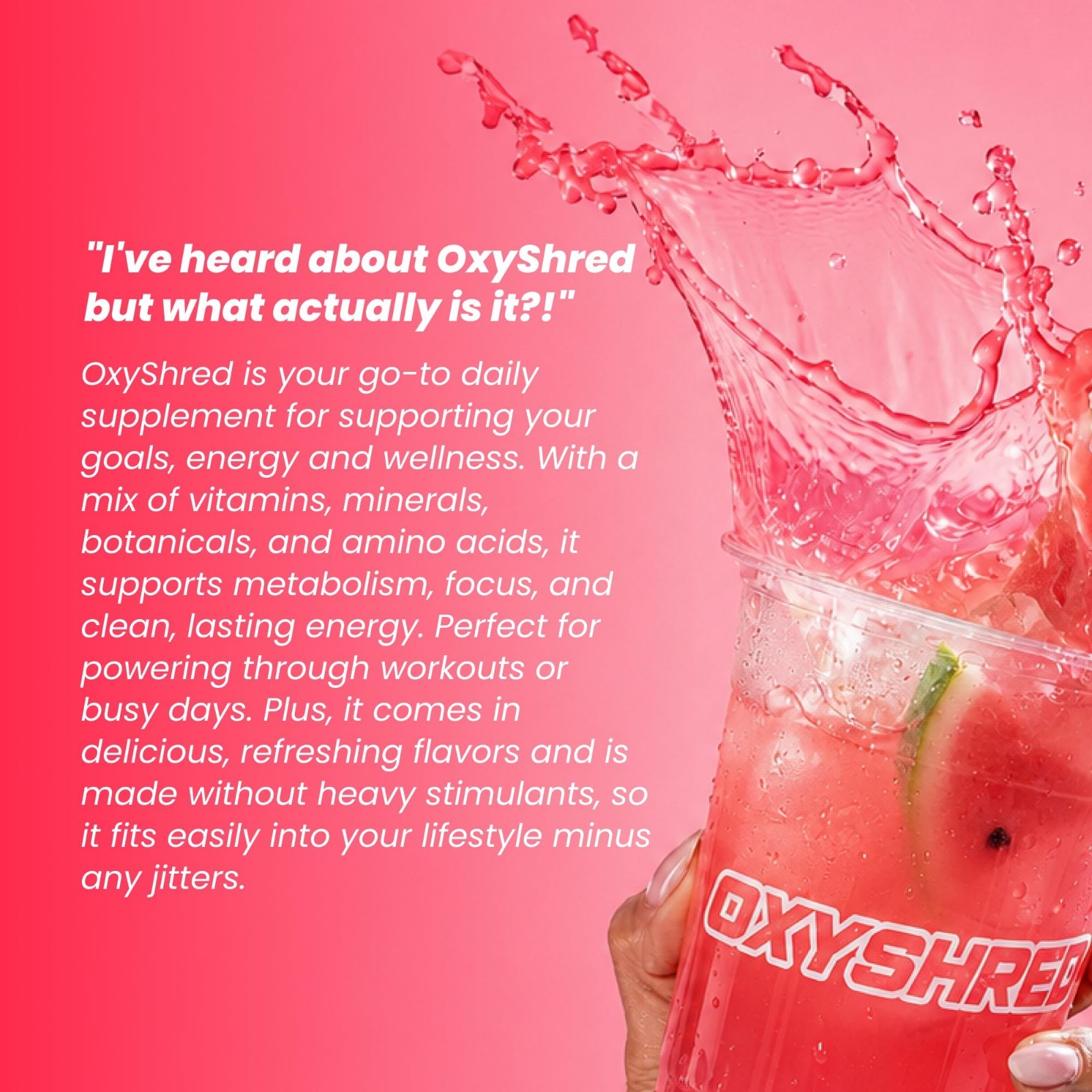 OxyShred Pre Workout Powder – Juicy Watermelon, 33 Servings | Energy, Focus, End