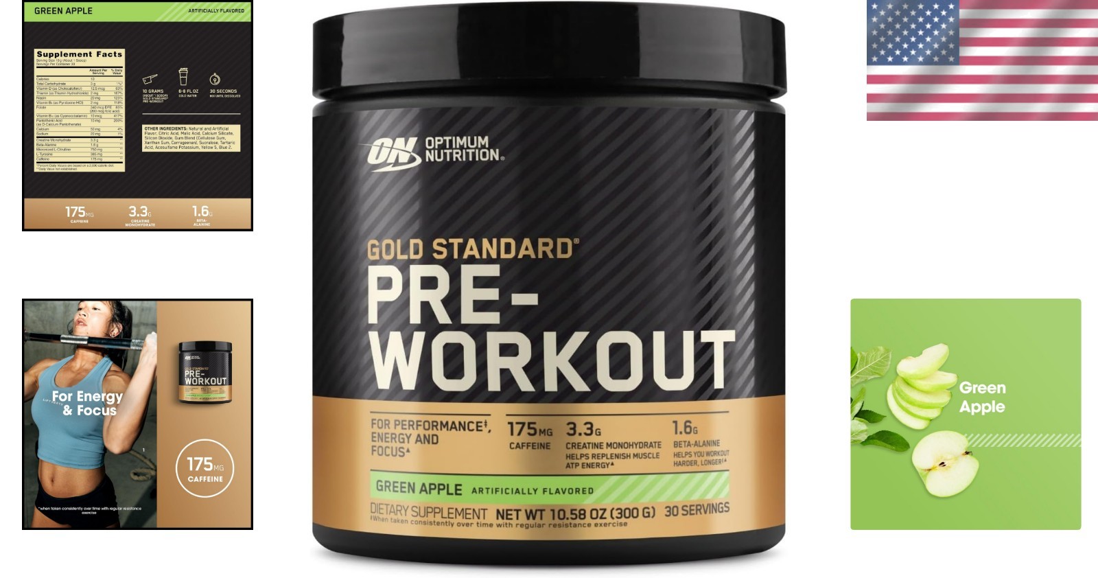 Boost Your Performance with Gold Standard Pre-Workout – Green Apple Flavor, 300g