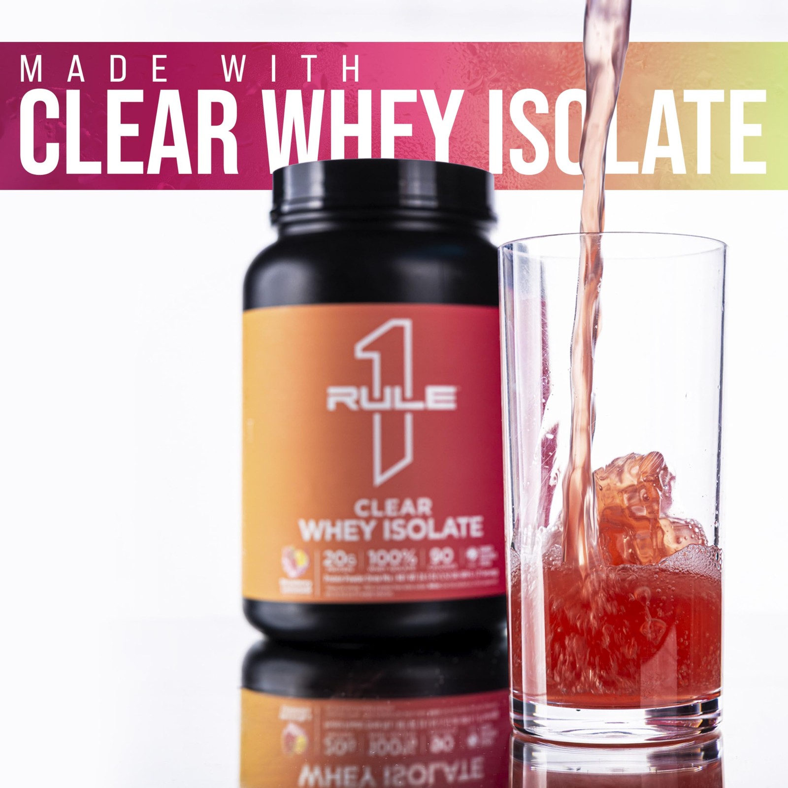 Rule 1 Proteins Clear Whey Isolate 20g AllWhey Isolate Protein Mix, Over 9g …