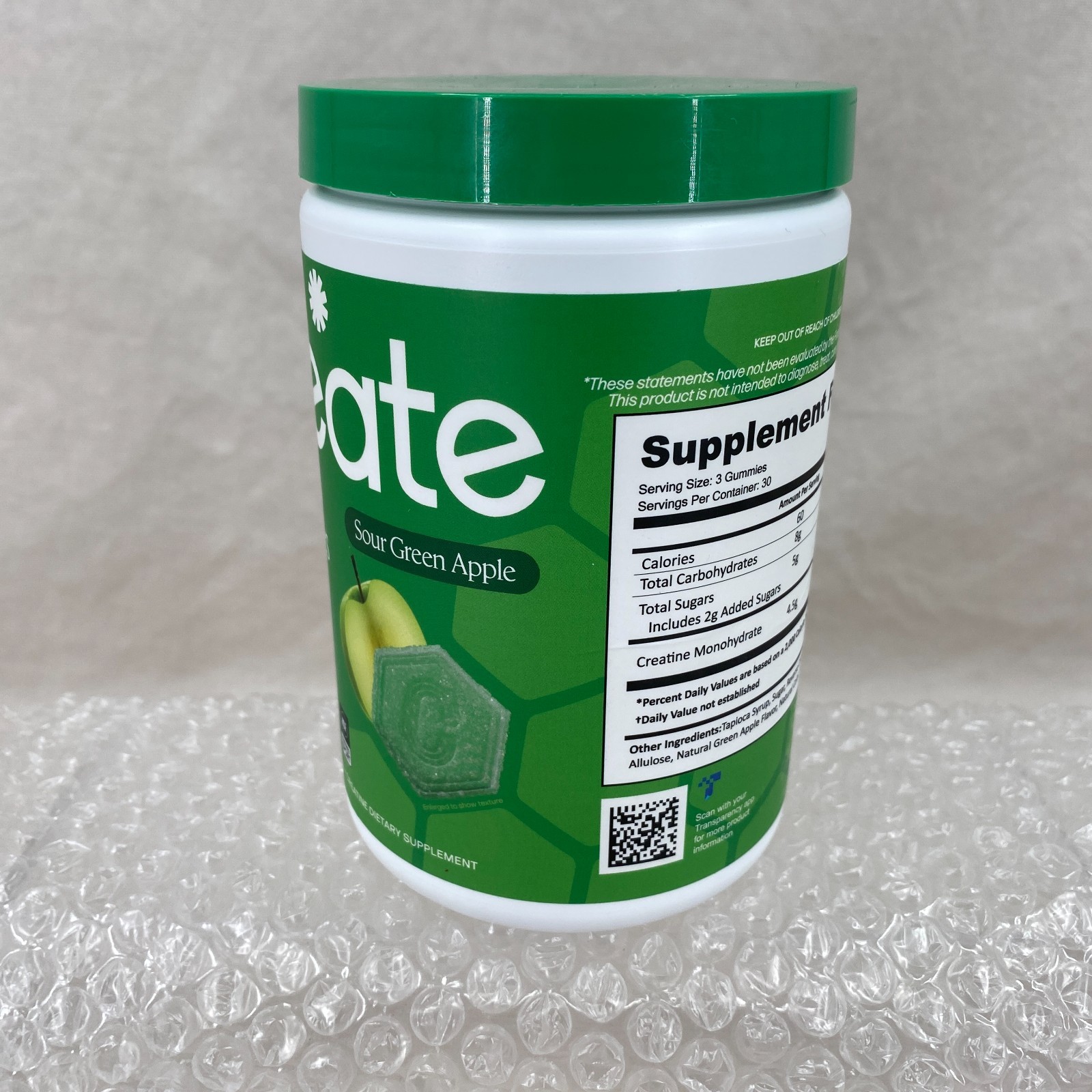 Create Creatine Monohydrate Gummies Sour Green Apple 90 Count NEW