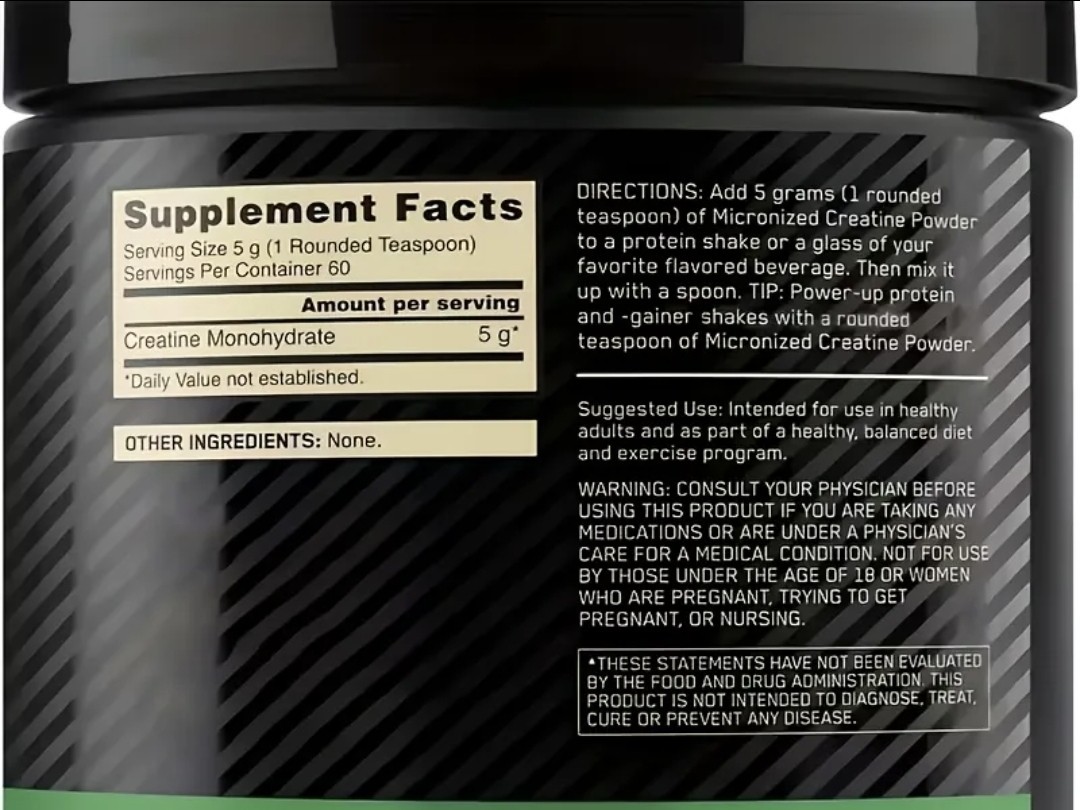 Unflavored Micronized Creatine 300g – Muscle Growth Formula, 60 Servings