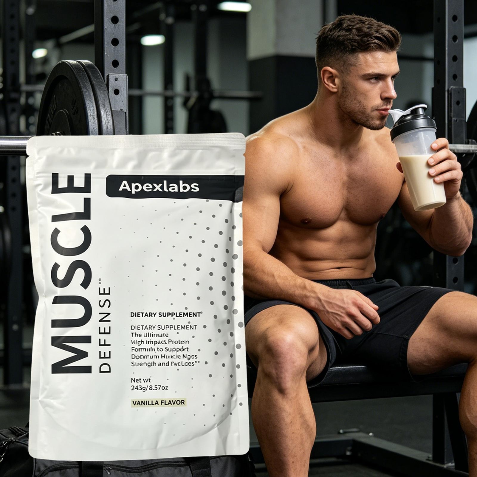 Apex Labs Muscle Defense Dietary Supplement, Vanilla -243g