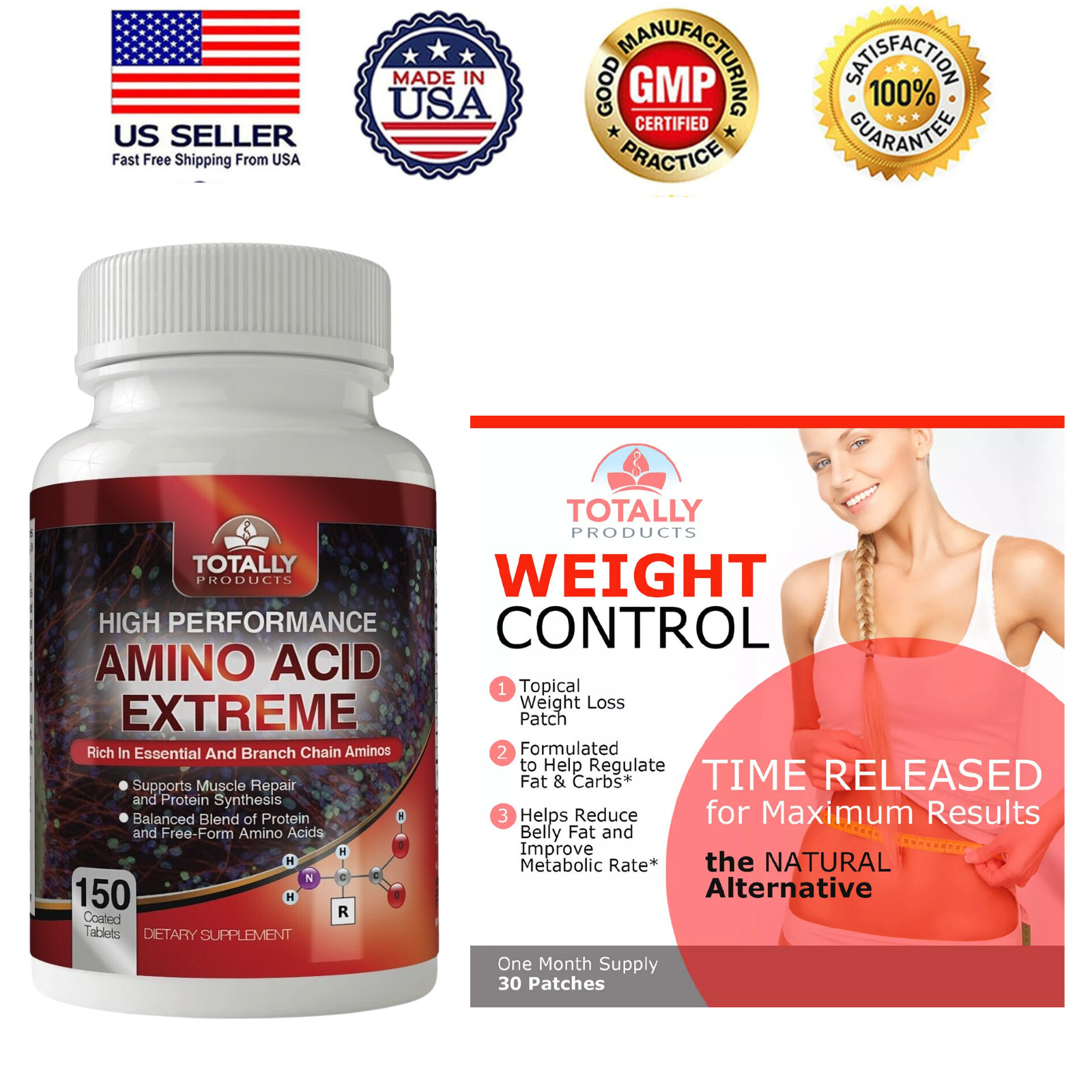 Amino Acids BCAA Muscle Support Supplement Topical Weight Management 30 Patches