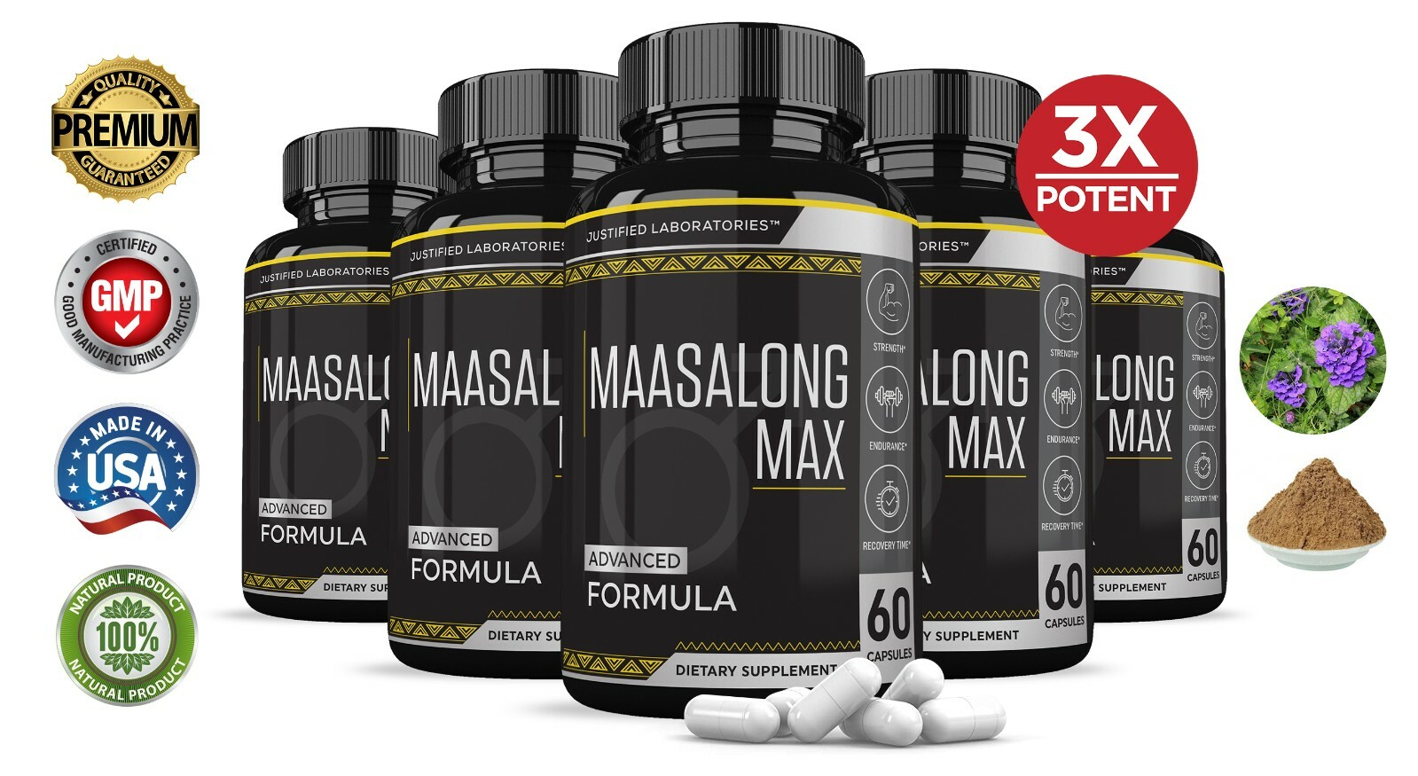 Massalong Max Men’s Health Supplement 1600mg 300 Capsules